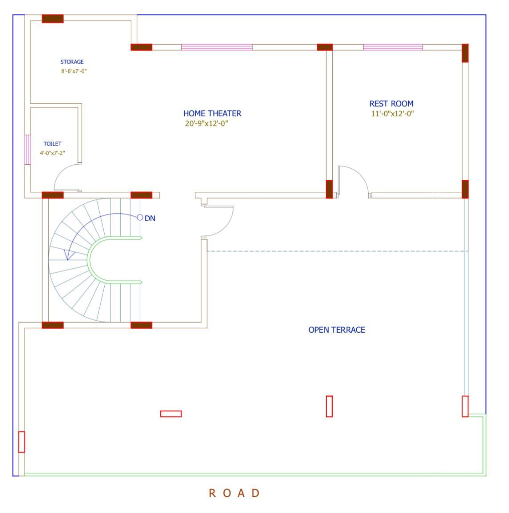 40' x 39' Luxury Villa – Second Floor & Terrace